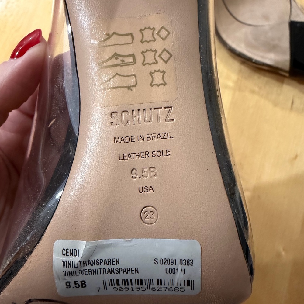 SCHUTZ Cendi Black Toe and Clear Vinyl Stiletto Heels - Picture 8 of 8